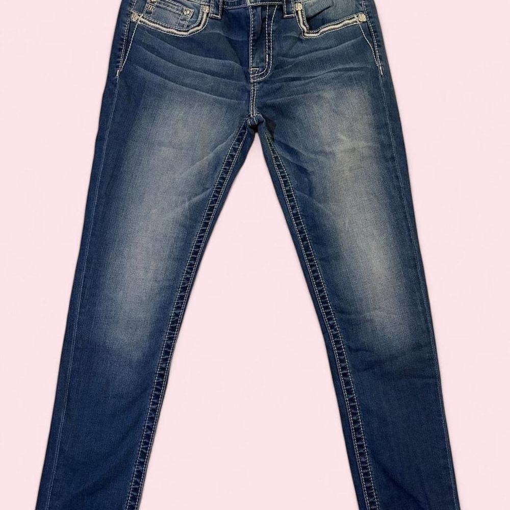 Miss Me Hailey Skinny Jeans 29 Embroidered Angel Wings Y2K M3393S Dark Wash Blue - Picture 3 of 8